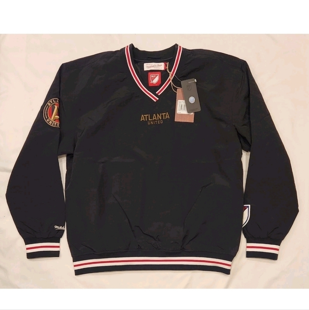 Mitchell & Ness Black Pullover Windbreaker Atlanta FC United Soccer Men's Medium - Picture 4 of 5